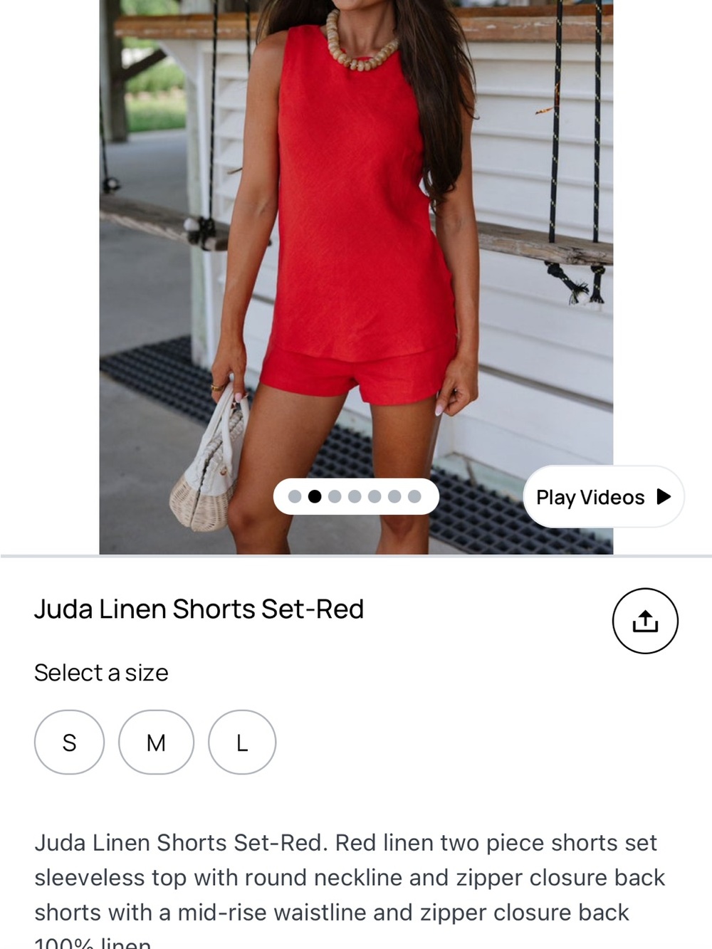 Juda Linen Shorts Set - Red